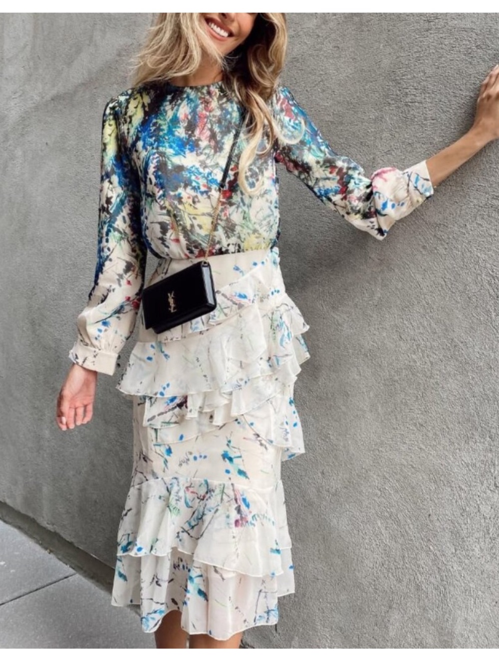 LR By Legally Red Women's Abstract Print Tiered Ruffle Dress